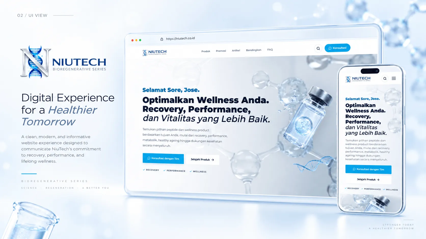 Niutech responsive website experience shown across desktop and mobile devices