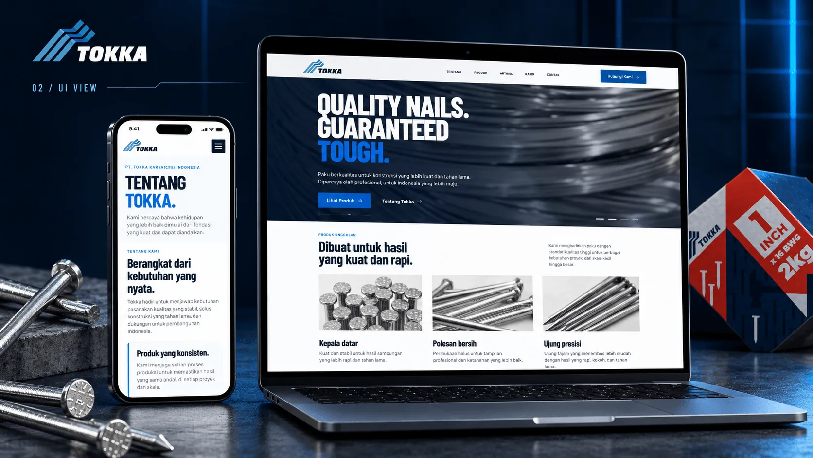 Tokka Indonesia responsive product catalog shown across desktop and mobile devices