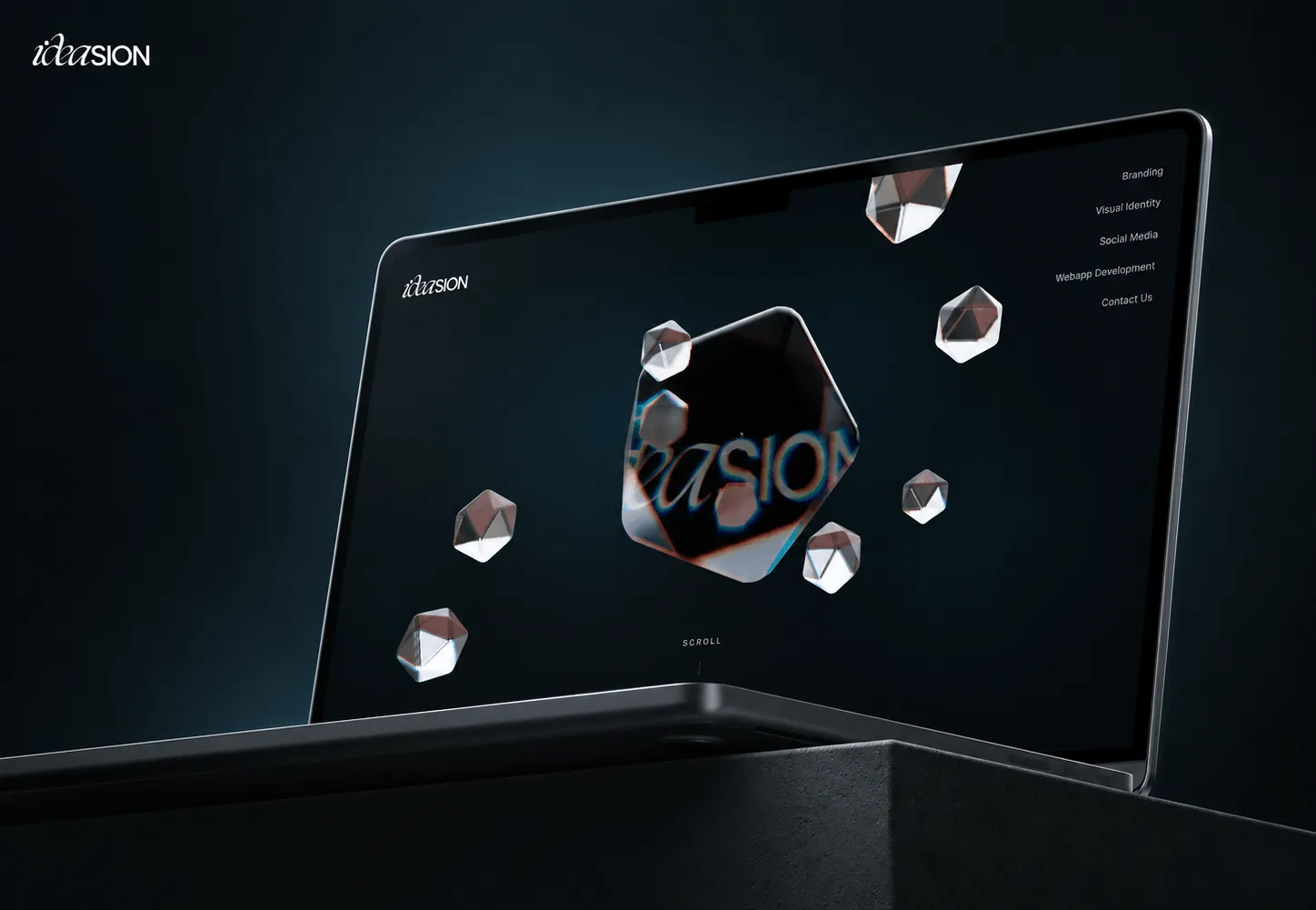 ideasion creative studio website presented on a widescreen display