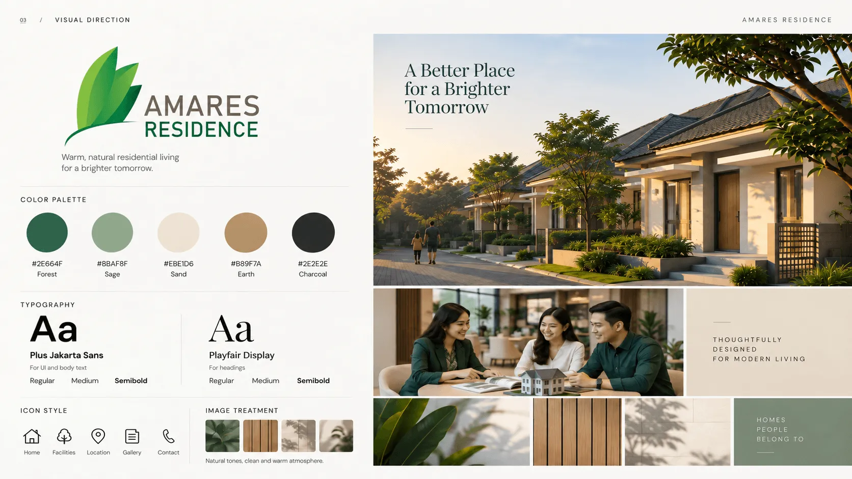 Amares Residence visual identity, typography, and residential imagery presentation
