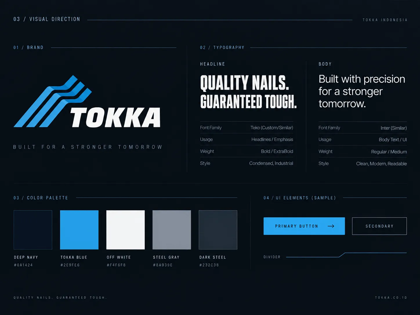 Tokka Indonesia brand identity, typography, colors, and interface direction