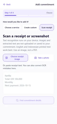 ForeDue OCR Receipt Scanning
